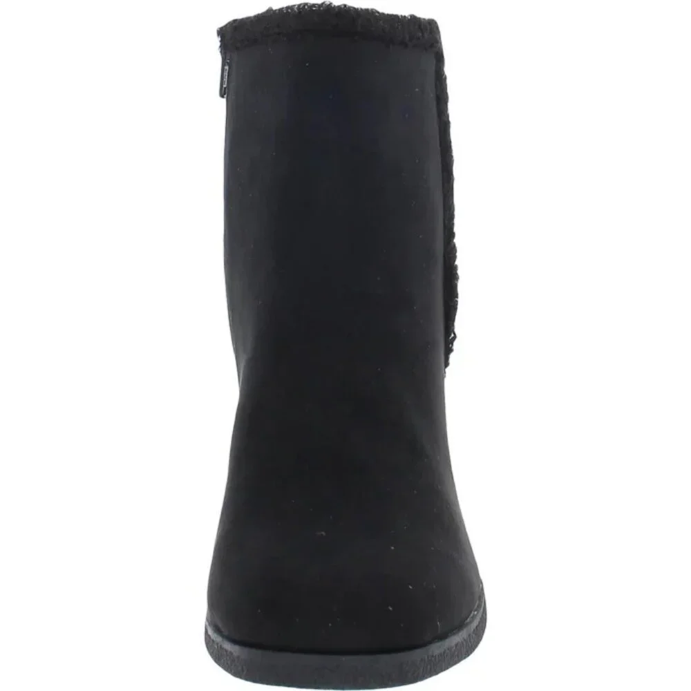 SUN + STONE Black Faux Fur Wedge Boots Size 8.5 Camillia Macy’s NEW $80 msrp